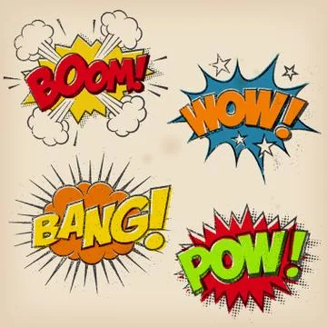 Comic Sound Effects with Grunged Style Stock Illustration