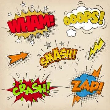 Comic Sound Effects with Grunged Style Set2 Stock Illustration