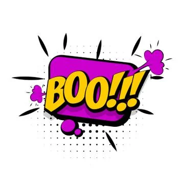 Comic sound effects pop art sound bubble speech with word Lettering boo Stock Illustration
