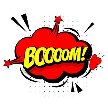 Comic sound effects pop art sound bubble speech with word Lettering boom Stock Illustration