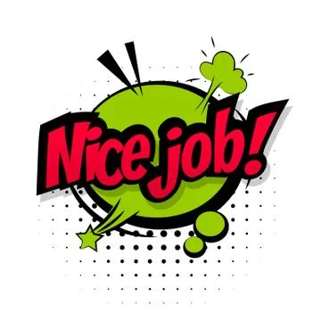 Comic sound effects pop art Lettering nice job Stock Illustration