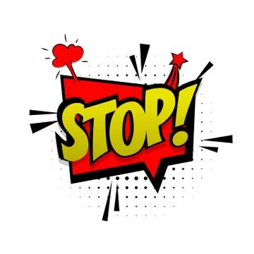Comic sound effects pop art style red stop Illustrazione stock