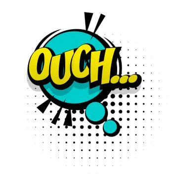 Comic sound effects pop art sound bubble speech with word Lettering Ouch Stock Illustration