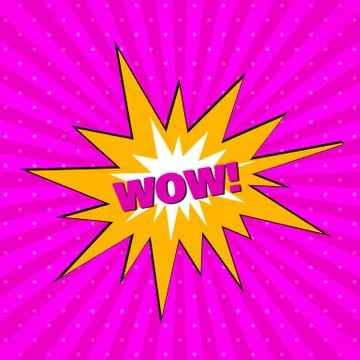 Comic sound speech bubble with lettering Wow Cartoon explosion vector illustr Stock Illustration