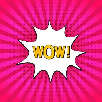 Comic sound speech bubble with lettering Wow Retro pop art style halftone bac Stockillustratie