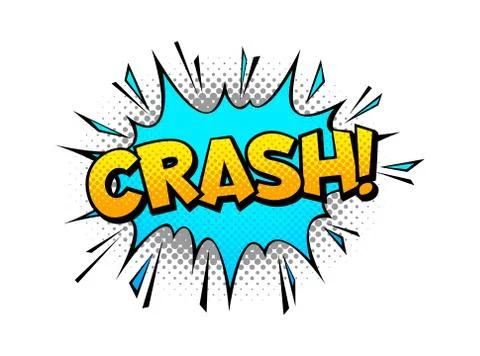 Comic sound speech effect. Crash cartoon text. Comics bubble halftone dot Illustrazione stock