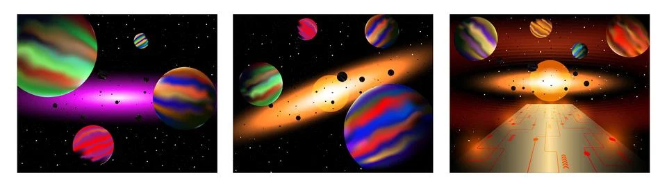 The comic space and the sun Stock Illustration