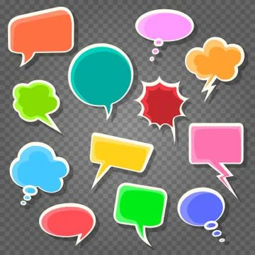 Comic speach bubbles on transparent background. Vector illustration. Stock Illustration