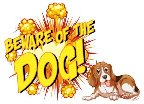 Comic speech bubble with beware of the dog text Stock Illustration