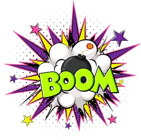 Comic speech bubble with boom text Stock Illustration