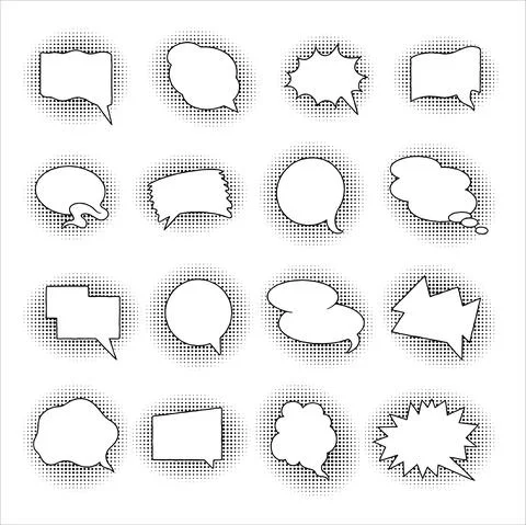 Comic speech bubble. Cartoon cloud text element, pow message balloon sticker. Stock-Illustration
