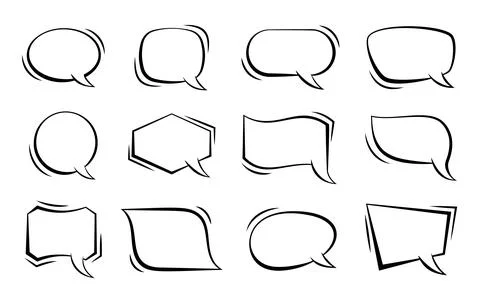 Comic speech bubble chat talk balloon frame set Stock Illustration