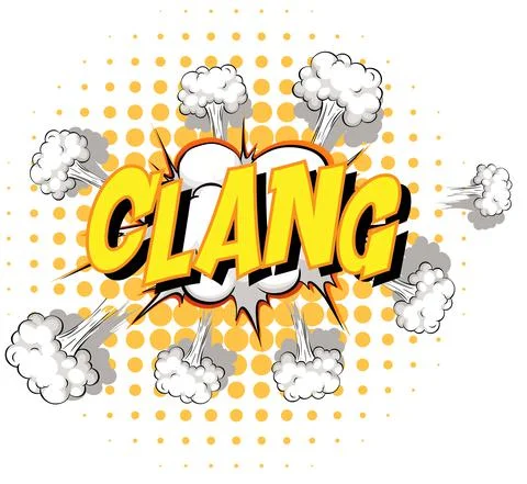 Comic speech bubble with clang text Illustrazione stock