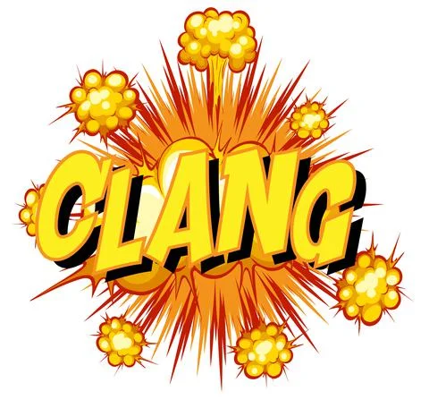 Comic speech bubble with clang text Stock Illustration