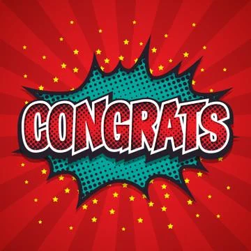 Comic Speech Bubble, Congrats, Vector illustration Stock Illustration