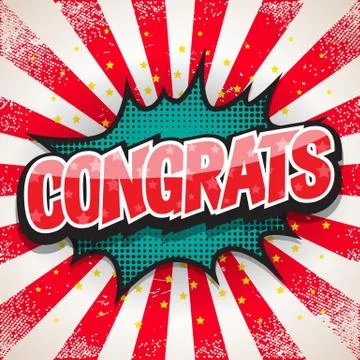 Comic Speech Bubble, Congrats, Vector illustration Stock Illustration
