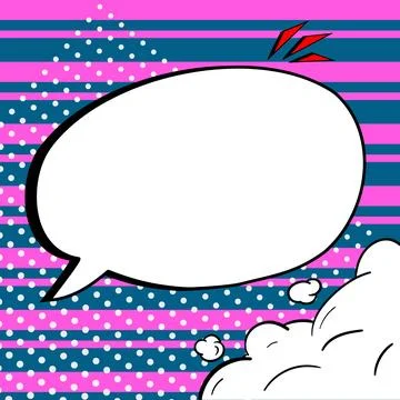 Comic Speech Bubble With Copy Space And Colorful Doodles. Design Of Empty Stock Illustration