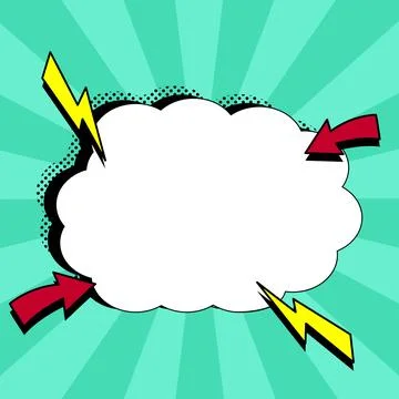 Comic Speech Bubble With Copy Space And Colorful Doodles. Design Of Empty Stock Illustration