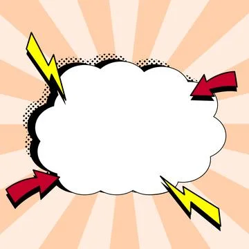 Comic Speech Bubble With Copy Space And Colorful Doodles. Design Of Empty Stock Illustration