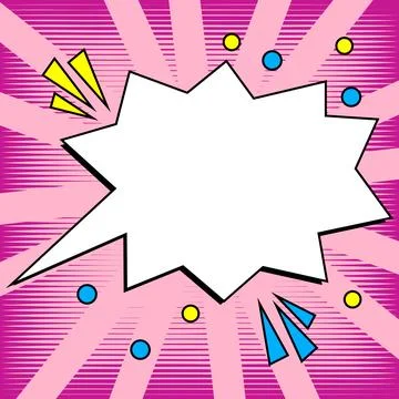 Comic Speech Bubble With Copy Space And Colorful Doodles. Design Of Empty Stock Illustration