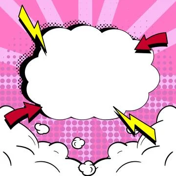 Comic Speech Bubble With Copy Space And Colorful Doodles. Design Of Empty Stock Illustration