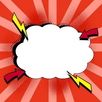 Comic Speech Bubble With Copy Space And Colorful Doodles. Design Of Empty Stock Illustration