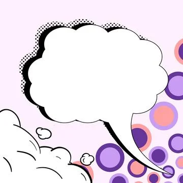 Comic Speech Bubble With Copy Space And Colorful Doodles. Design Of Empty Stock Illustration
