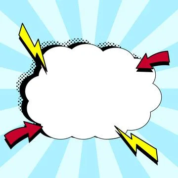 Comic Speech Bubble With Copy Space And Colorful Doodles. Design Of Empty Stock Illustration