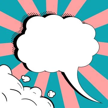 Comic Speech Bubble With Copy Space And Colorful Doodles. Design Of Empty Stock Illustration