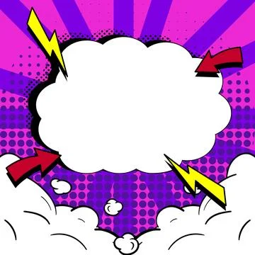 Comic Speech Bubble With Copy Space And Colorful Doodles. Design Of Empty Stock Illustration