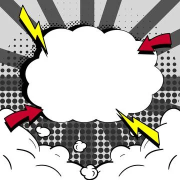 Comic Speech Bubble With Copy Space And Colorful Doodles. Design Of Empty Stock Illustration