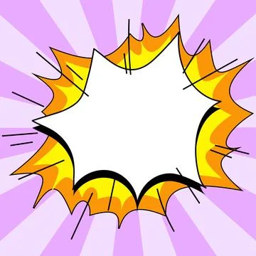 Comic Speech Bubble With Copy Space And Colorful Doodles. Design Of Empty Stock Illustration