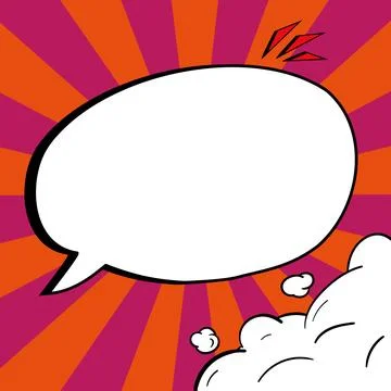 Comic Speech Bubble With Copy Space And Colorful Doodles. Design Of Empty Stock Illustration