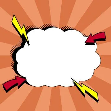 Comic Speech Bubble With Copy Space And Colorful Doodles. Design Of Empty Stock Illustration