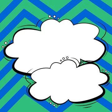 Comic Speech Bubble With Copy Space And Colorful Doodles. Design Of Empty Stock Illustration