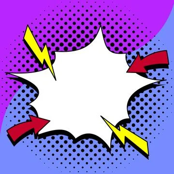 Comic Speech Bubble With Copy Space And Colorful Doodles. Design Of Empty Stock Illustration