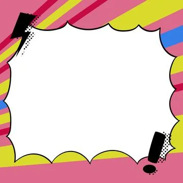Comic Speech Bubble With Copy Space And Colorful Doodles. Design Of Empty Stock Illustration