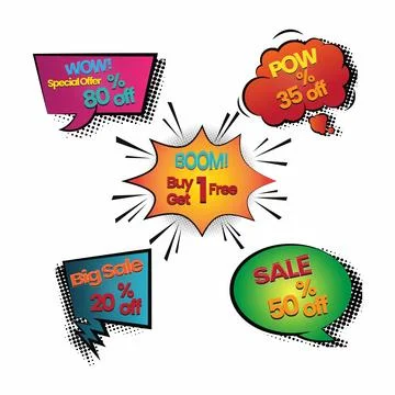 Comic speech bubble with editable pop up sale promotion vector illustration Stock Illustration