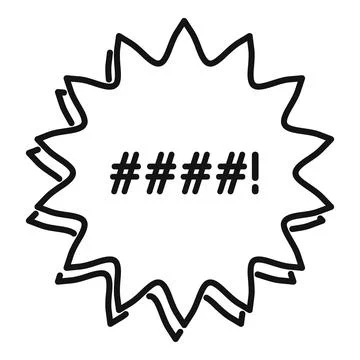 Comic speech bubble expressing censored swear word with hashtags Stock Illustration