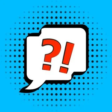 Comic speech bubble with expression text ?!. Vector bright dynamic cartoon il Stock Illustration