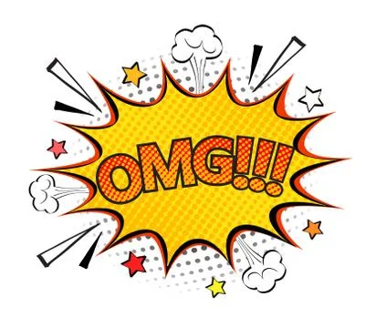 Comic speech bubble with expression text OMG. Vector bright dynamic cartoon i Stock Illustration
