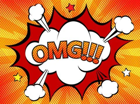 Comic speech bubble with expression text OMG. Vector bright dynamic cartoon i Stock Illustration