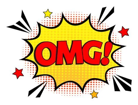 Comic speech bubble with expression text OMG. Vector bright dynamic cartoon i Stock Illustration