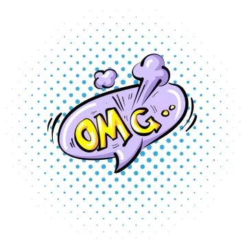 Comic speech bubble with expression text OMG. Vector bright dynamic cartoon Stock Illustration