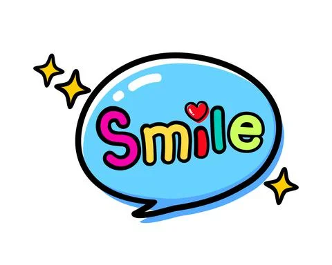 Comic speech bubble with expression text smile. Vector illustration 스톡 일러스트