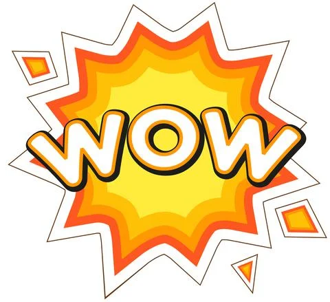 Comic speech bubble with expression text WOW. Conversation astonishment phrase Stock Illustration