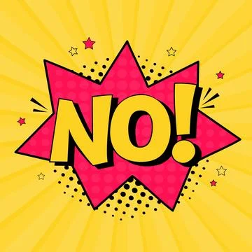 Comic speech bubble with expression text no. Vector bright dynamic cartoon Stock Illustration