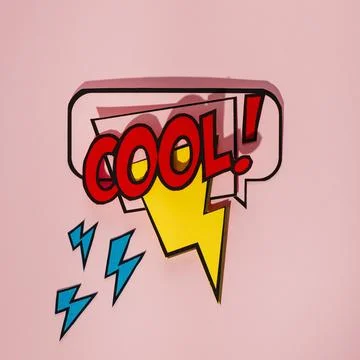 Comic speech bubble with expression text cool thunderbolt element Stock Photos