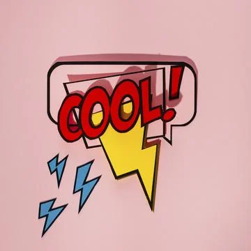 Comic speech bubble with expression text cool thunderbolt element Stock Photos