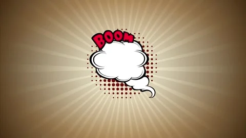 Comic speech bubble with halftone pattern on a radial sunburst background Stock Footage 346847432